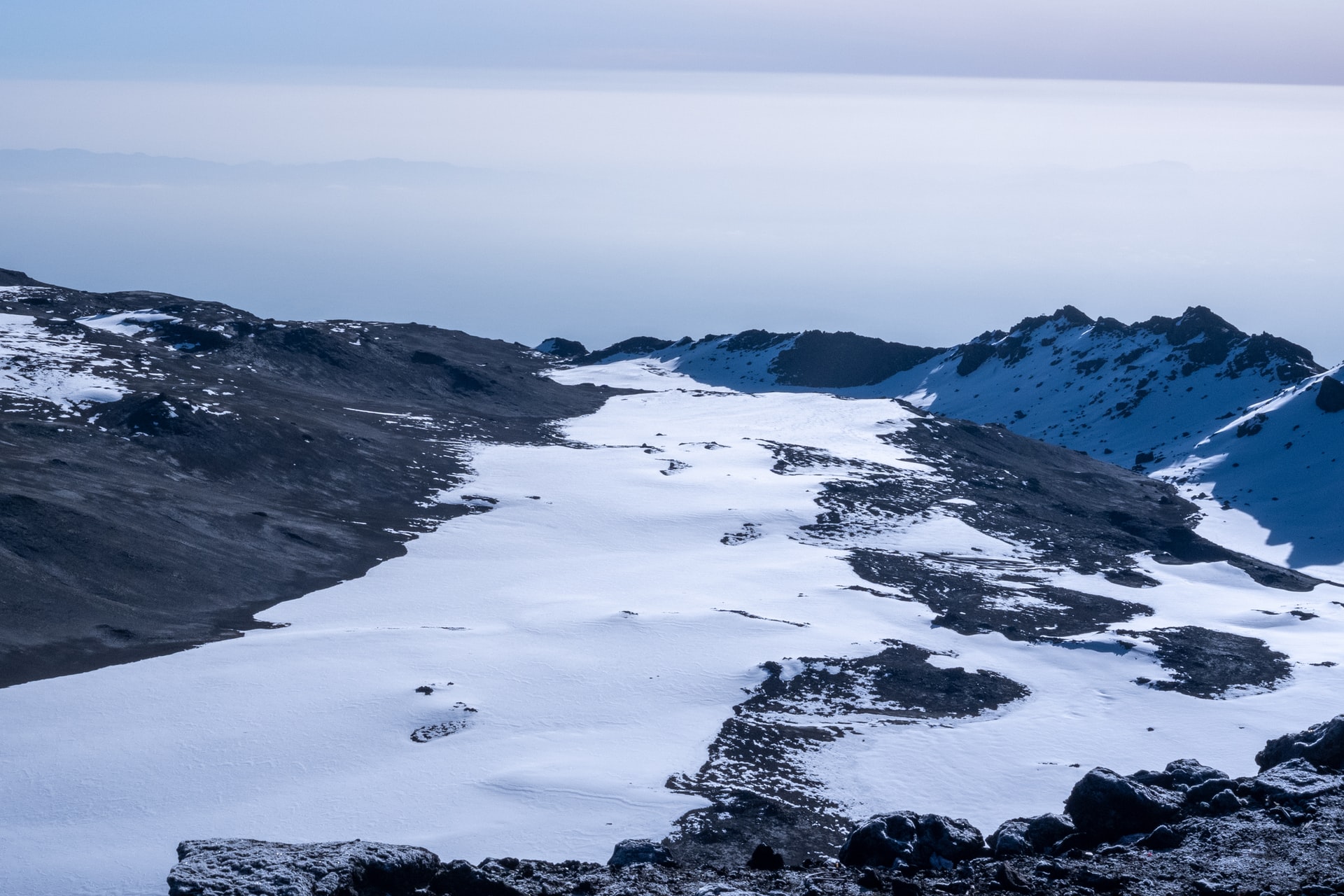 There is an amazing panorama from the top of the Mount Kilimanjaro crater rim.