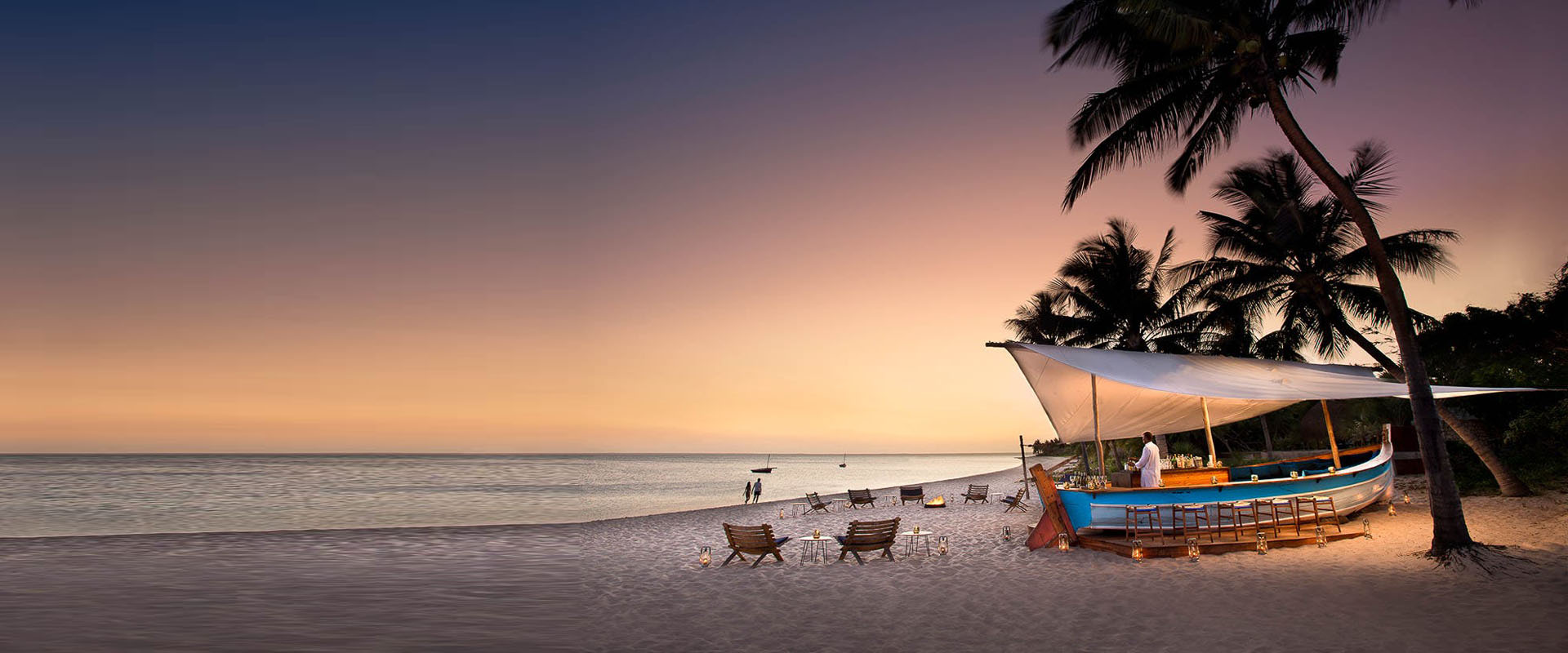 The beautiful beach of Zanzibar in the evening.